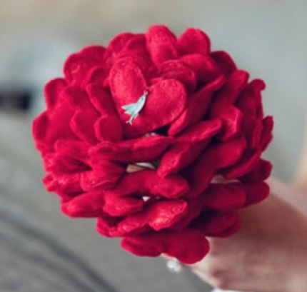 I fell in love with this whimsical felt heart wedding bouquet posted on La