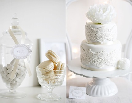 Crisp elegant and chic this all white dessert table from Call Me Cupcake 
