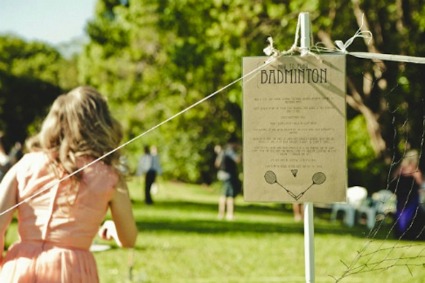 Intimate Weddings features several ideas for outdoors games and cute signage