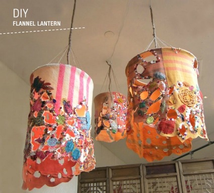 I adore the colorful bohemian flair of these flannel lanterns spotted at 