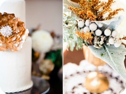 For gorgeous winter wedding inspiration featuring gold grey and emerald 