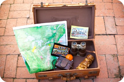 This travel themed photo booth in a suitcase is such an ingenious idea