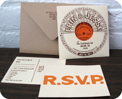 From record sleeve invitations like those shown above to table numbers 