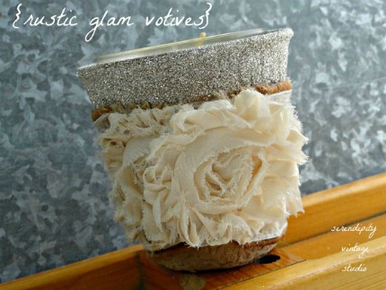 Add rustic charm and a bit of glamorous sparkle with Rustic Glam Votives