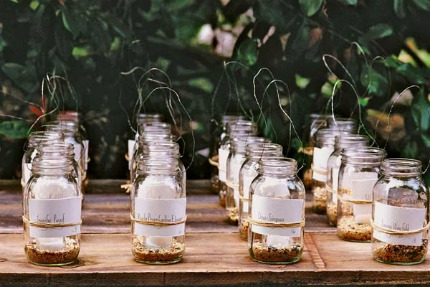 Craft Ideas Mason Jars on Mason Jars Filled With Bird Seed And Soy Candles Double As Escort